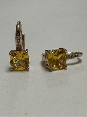 🧡Yellow Cushion Cut Zirconia Drop Earrings🧡